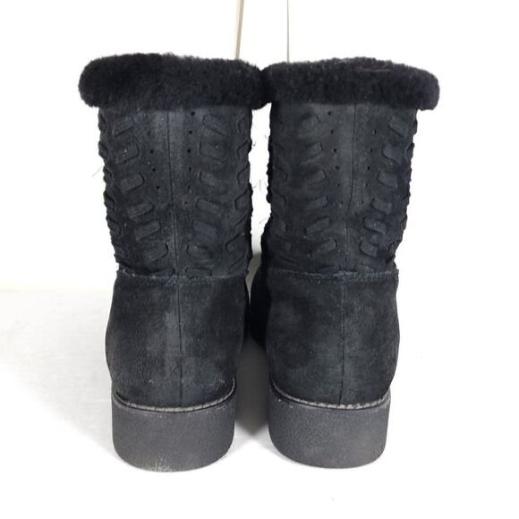 Abeo Women's Bristol US8,5 Black Leather Sheepskin Lined Shearling Ankle Booties - Picture 10 of 12